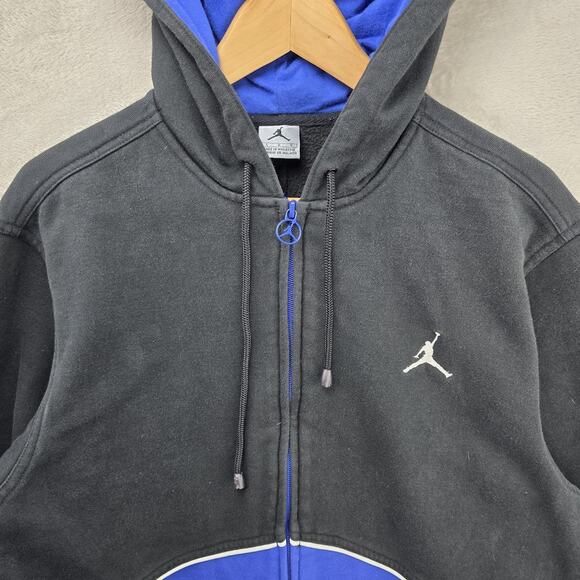 Vintage Jordan Brand Full Zip Sweatshirt Mens Large Blue Black Hoodie Y2K - Picture 3 of 13